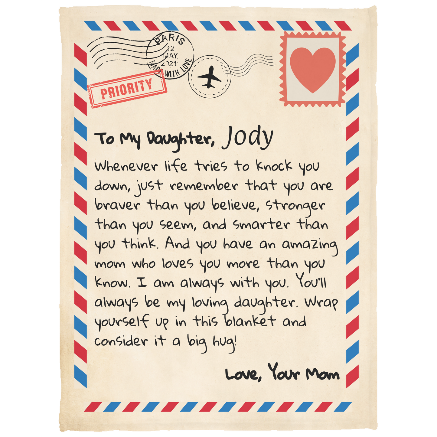 To My Daughter | Love Mom | Letter Blanket