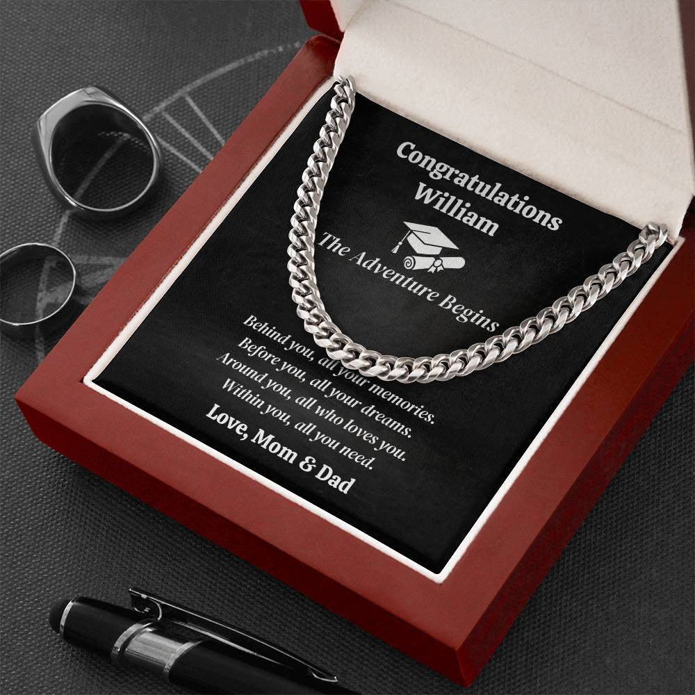 Graduation Cuban Link Chain for Son | Graduation Gift