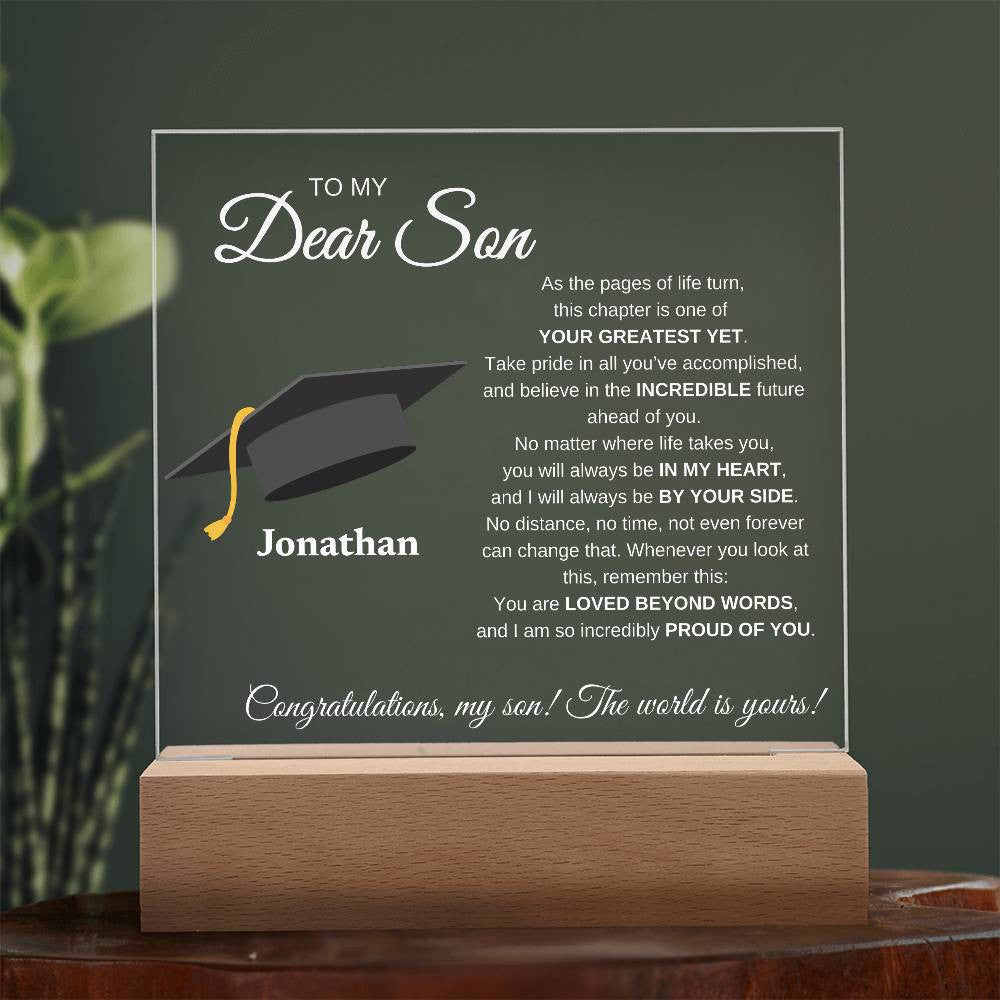 My Dearest Son Graduation Acrylic | Square Plaque