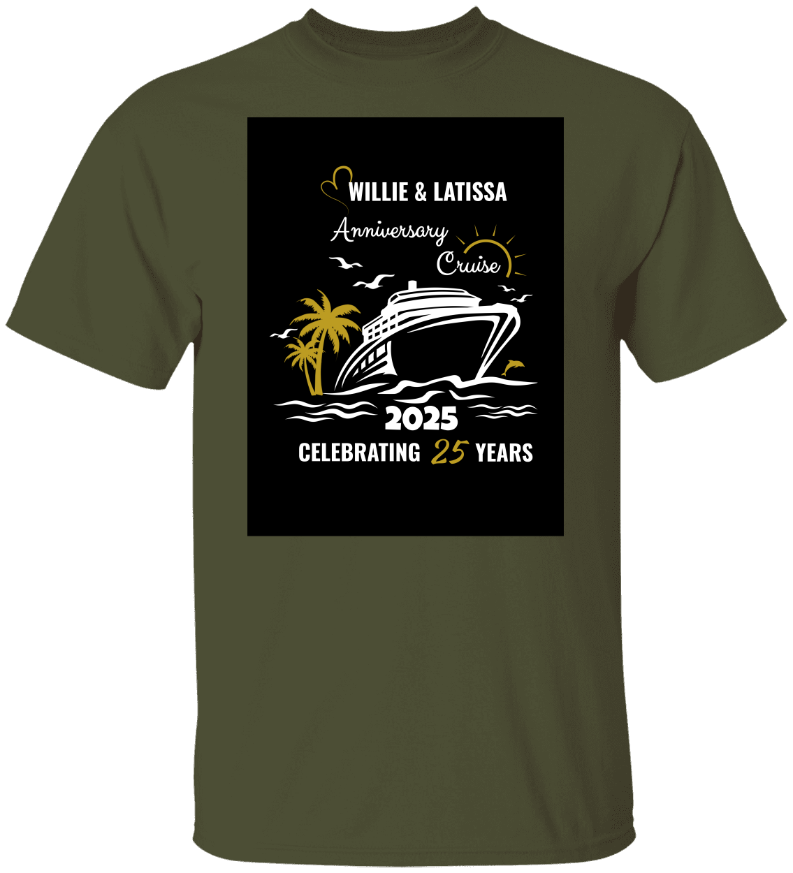 Personalized Anniversary Cruise Shirt – Custom Couple Cruise Shirt, 2025 Cruise Vacation, 25th Anniversary Gift, Matching Cruise Shirts