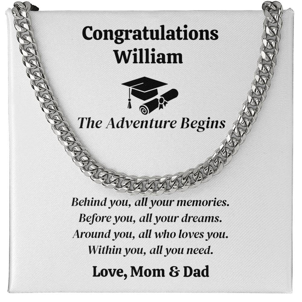 Graduation Cuban Link Chain for Son | Graduation Gift
