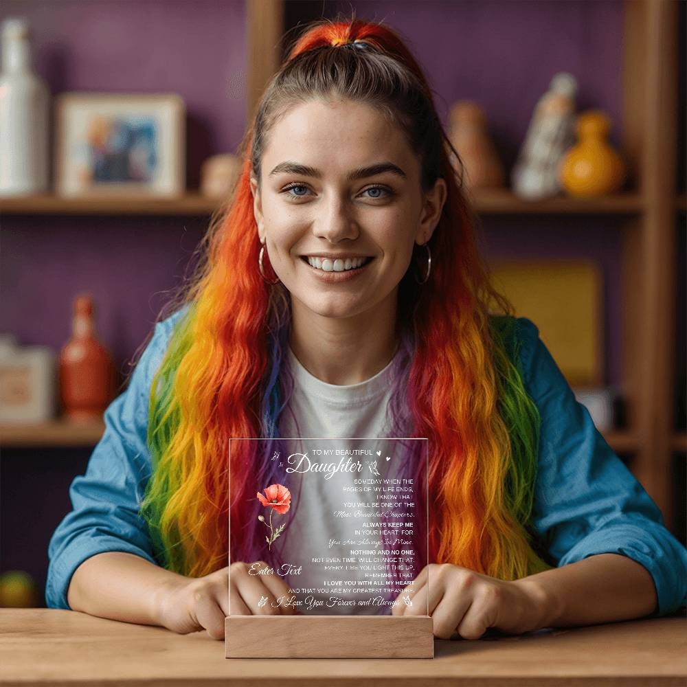 To My Beautiful Daughter | Birth Flower Acrylic | Valentine's Day | Anytime Gift | Just Because