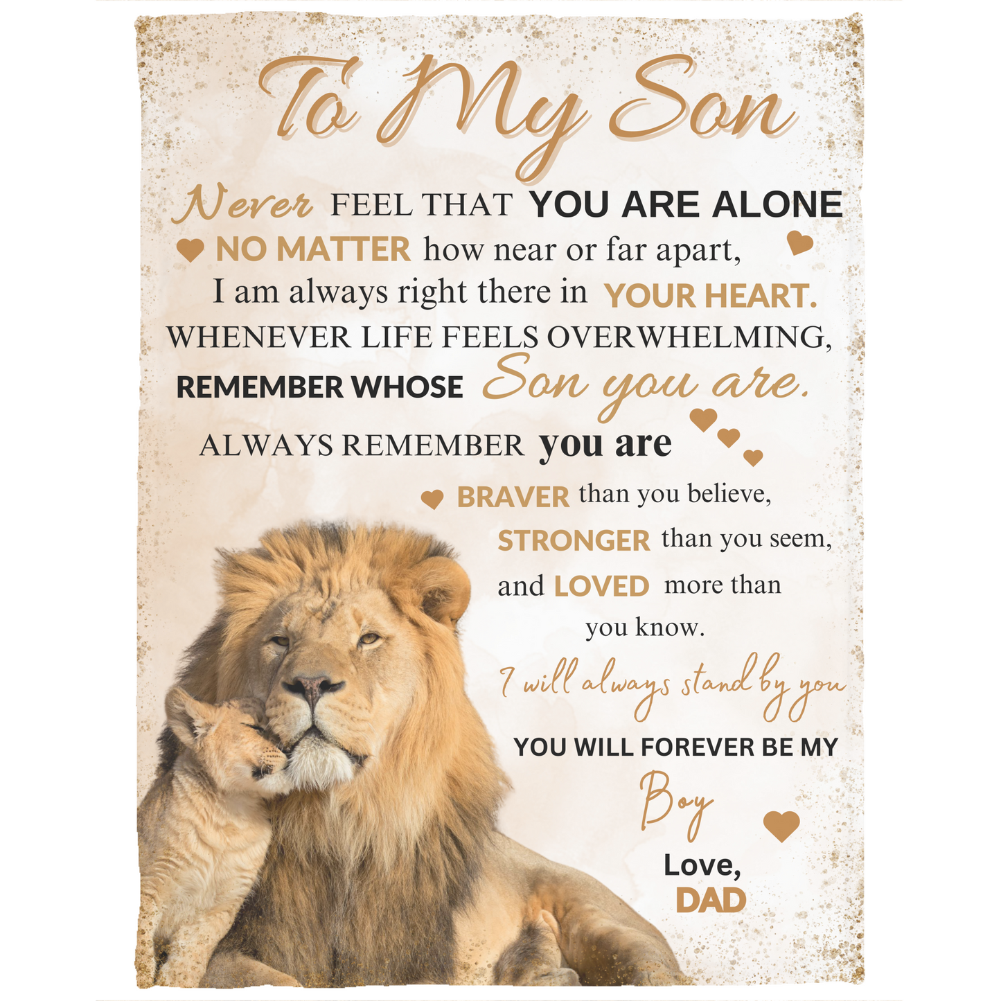 To My Son | Lion Blanket | Love Dad