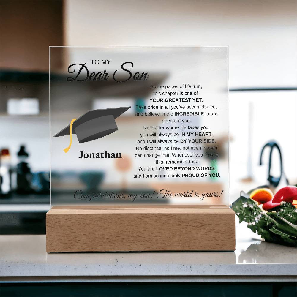 My Dearest Son Graduation Acrylic | Square Plaque