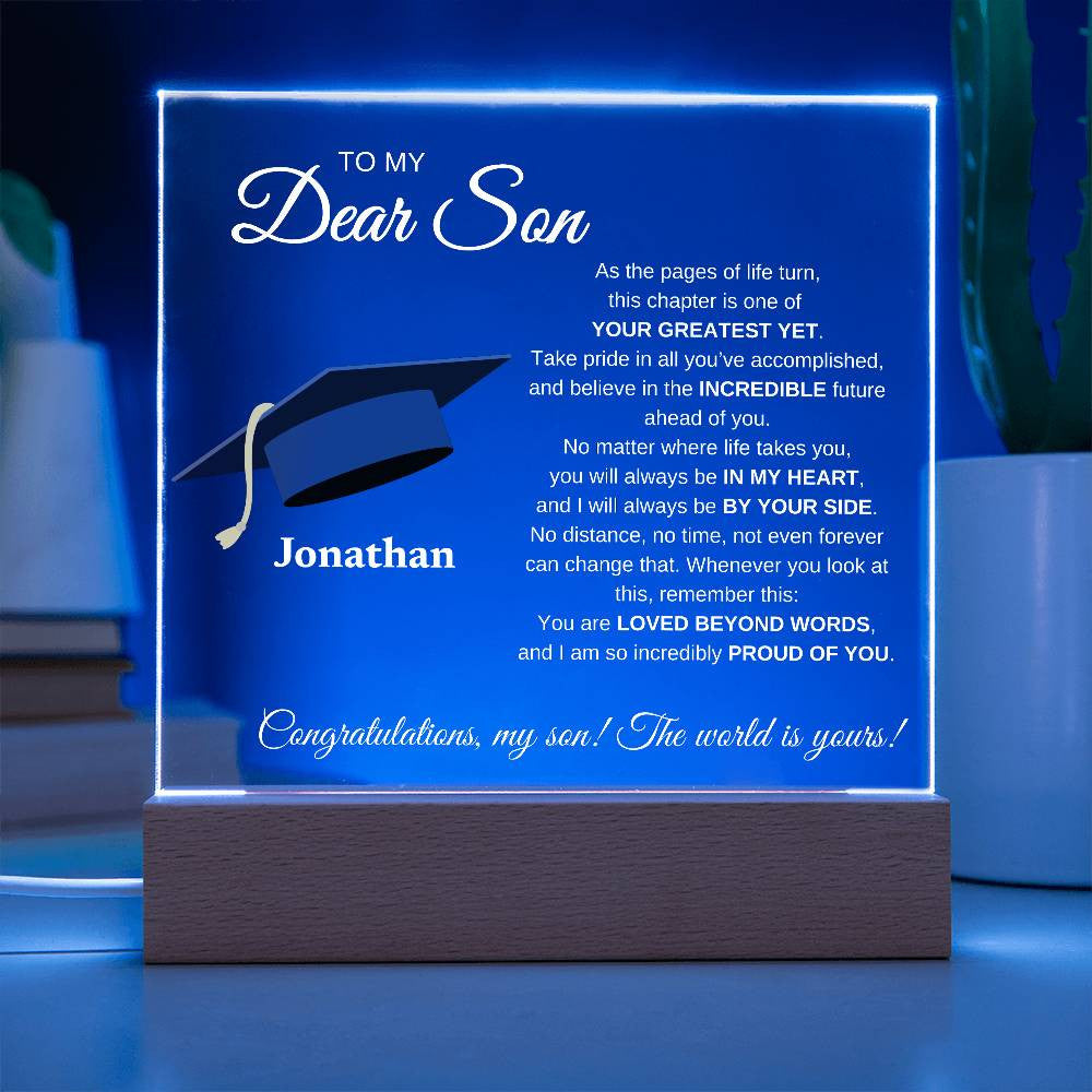 My Dearest Son Graduation Acrylic | Square Plaque
