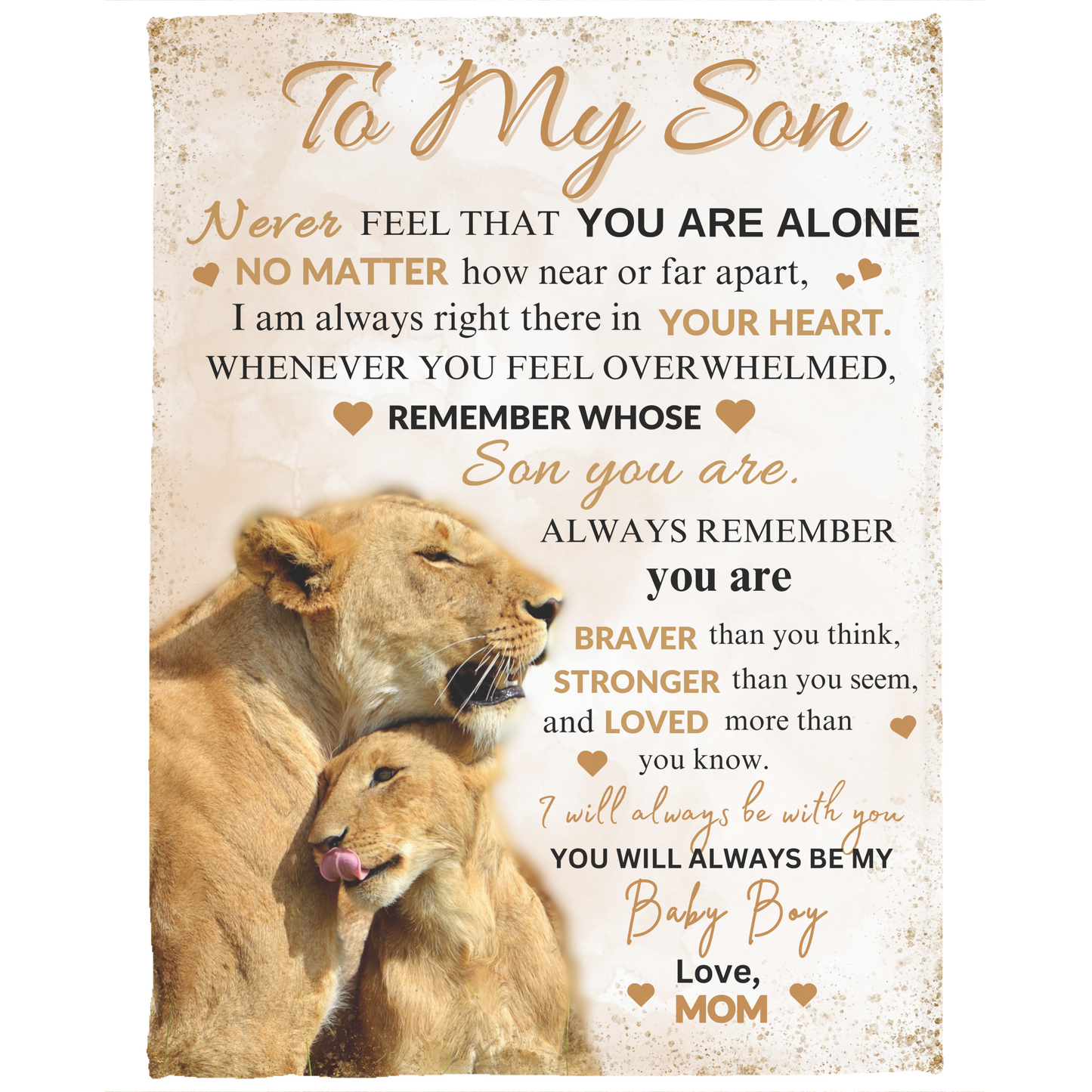 To My Son |Lion Blanket | Love Mom
