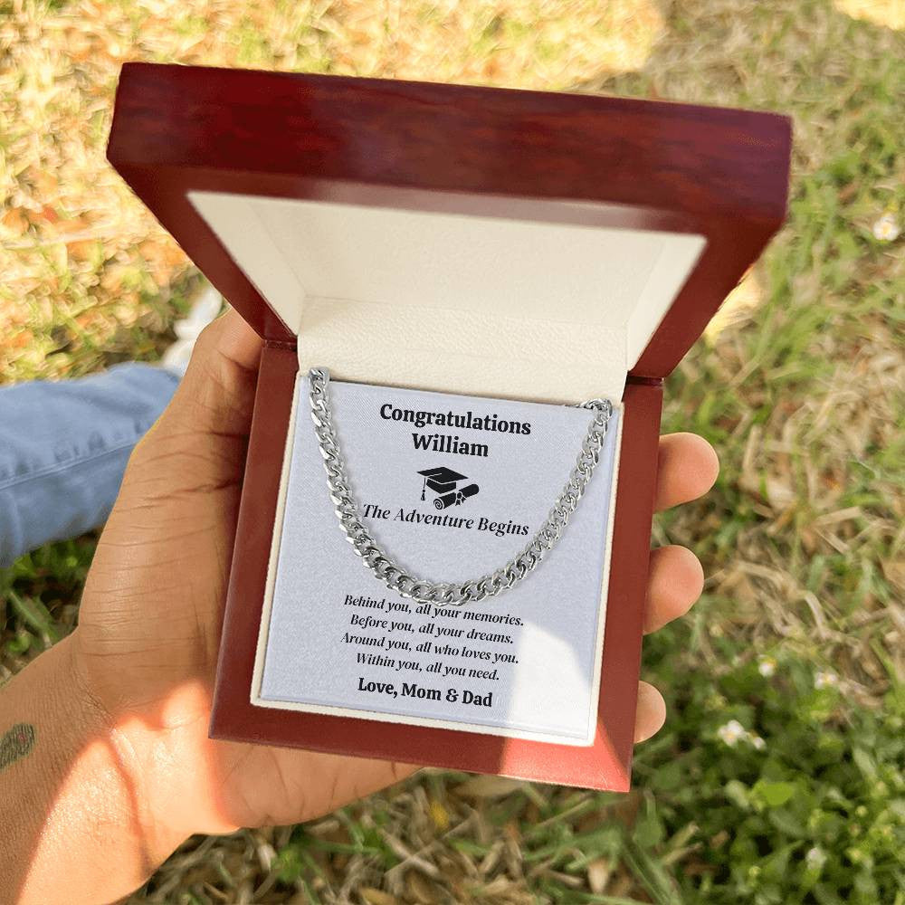 Graduation Cuban Link Chain for Son | Graduation Gift