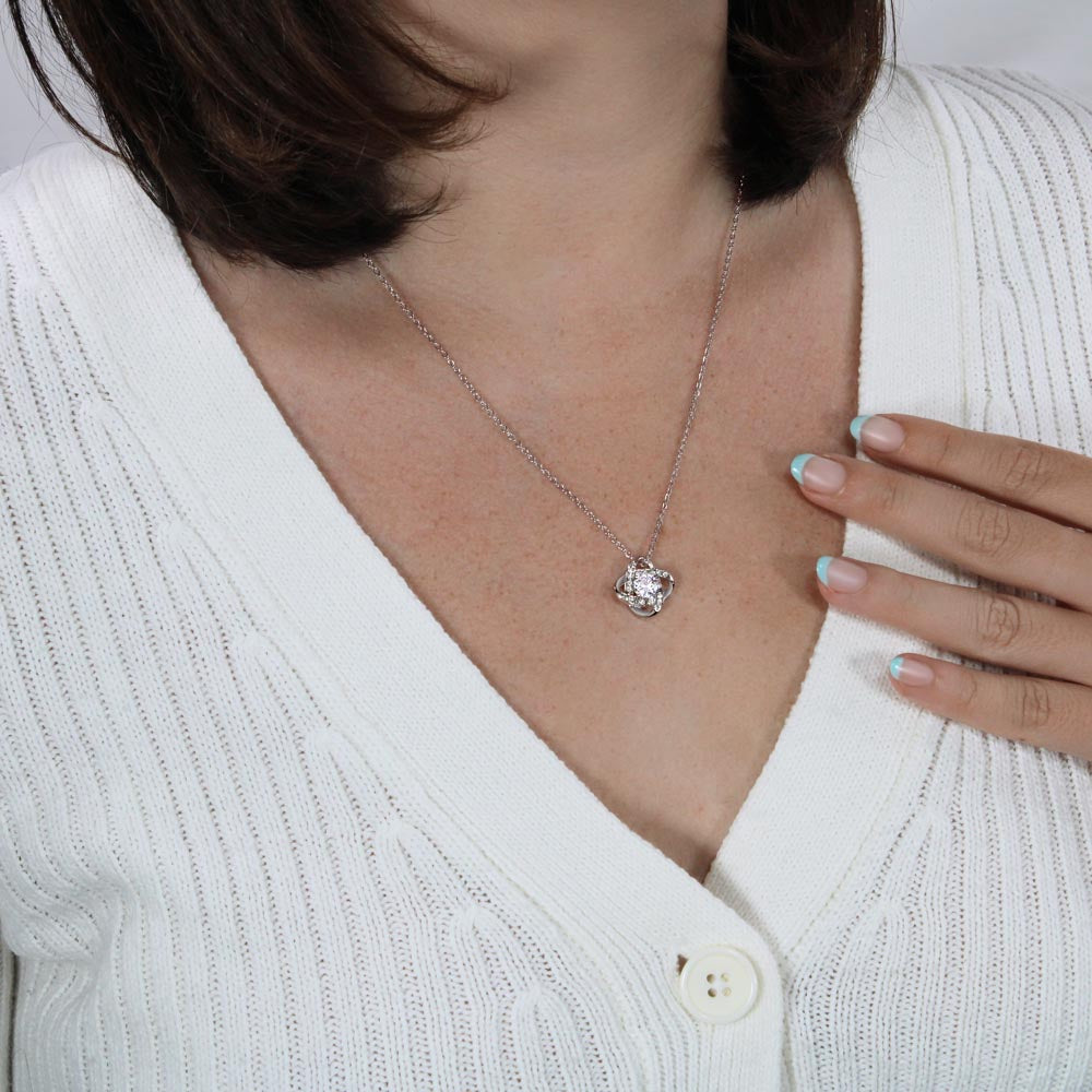 *Personalized* To My Mom – Wildflower Love Knot Necklace with Message Card | Heartfelt Gift for Mom from Daughter or Son