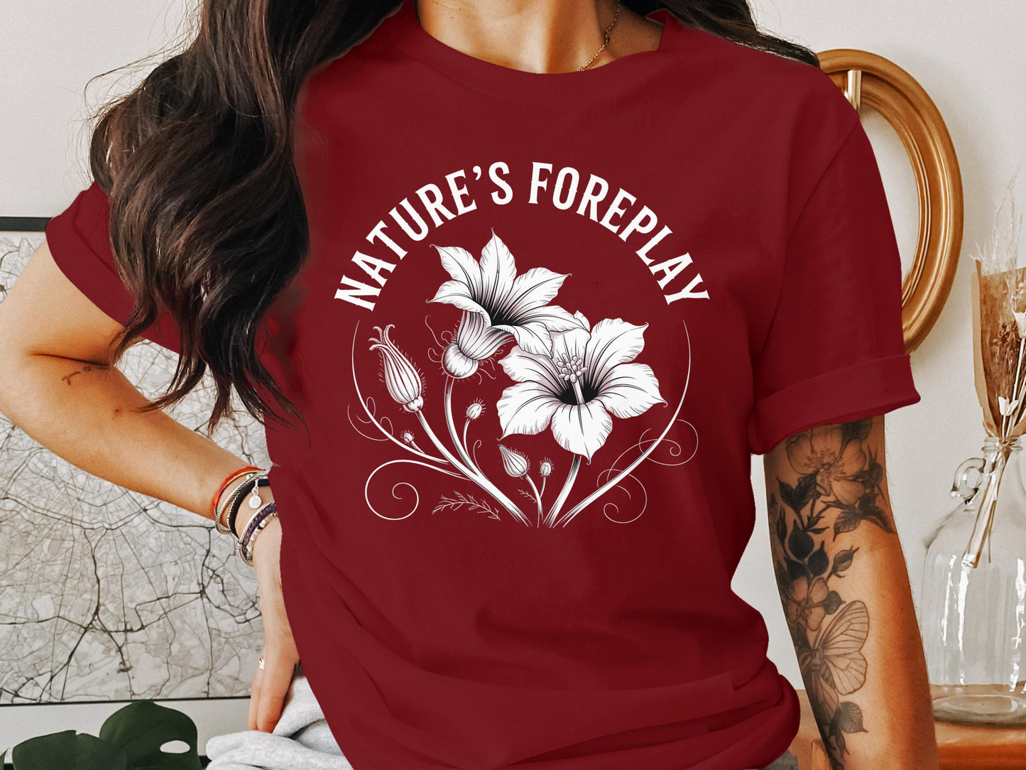 Nature's Foreplay Red Graphic Tee Shirt product type