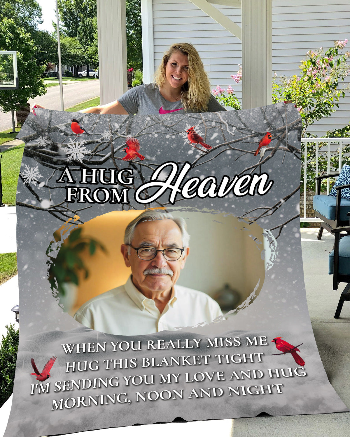 Hug From Heaven | Personalized Memory Photo Blanket | Memorial Blanket