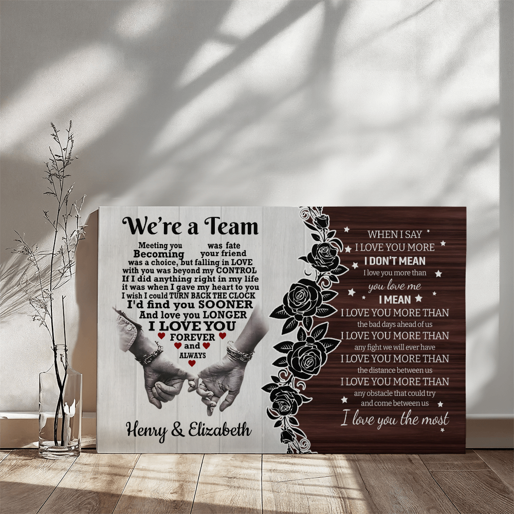 We're a Team Love Canvas | Personalized | Valentine's Day | Wedding & Anniversary | Gift