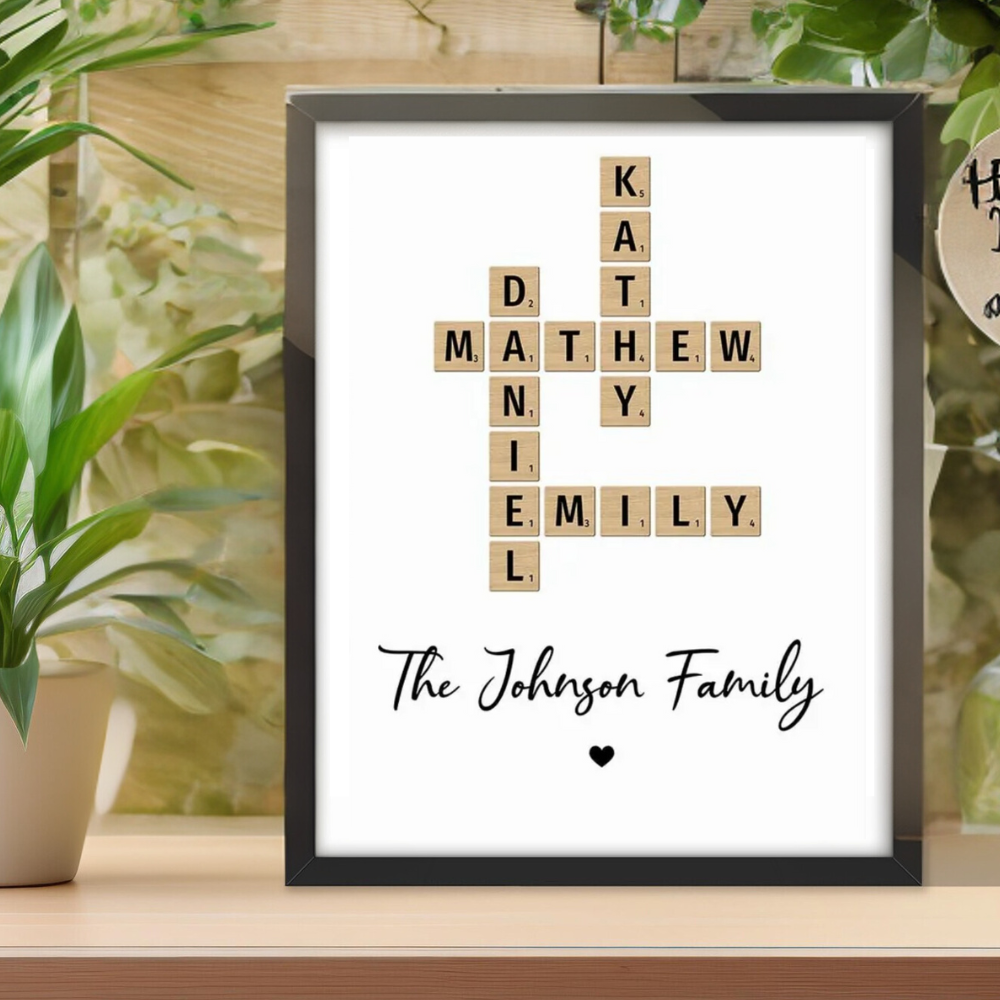 Crossword Family Name Artwork | Personalized Family Puzzle