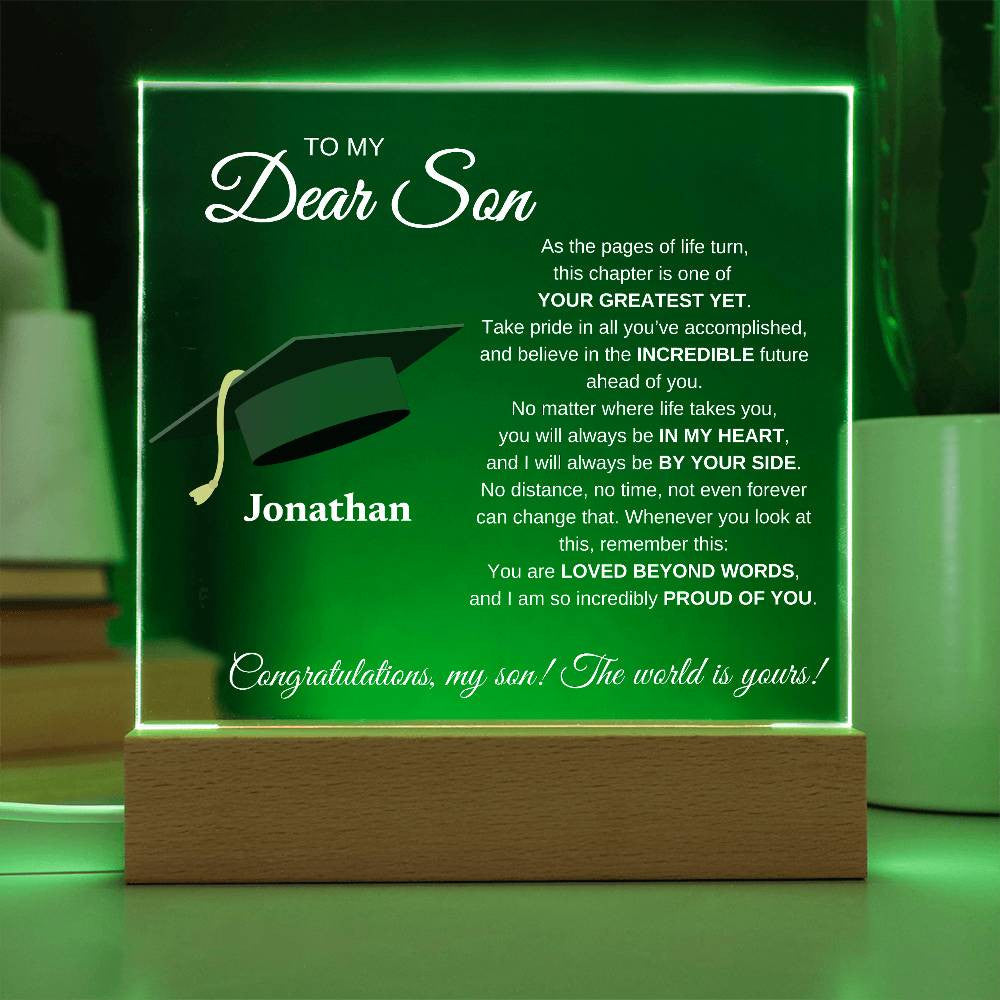 My Dearest Son Graduation Acrylic | Square Plaque