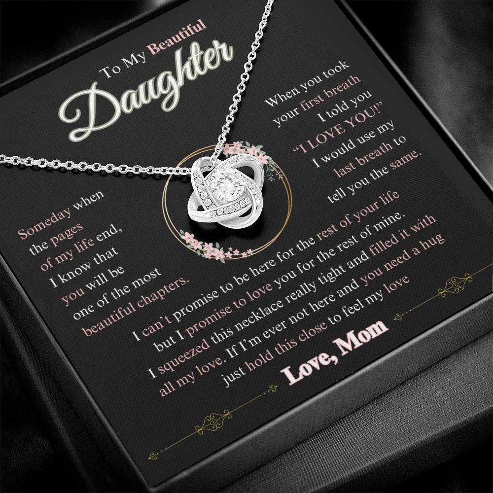To My Beautiful Daughter | Pink & Black | Love Knot | Necklace