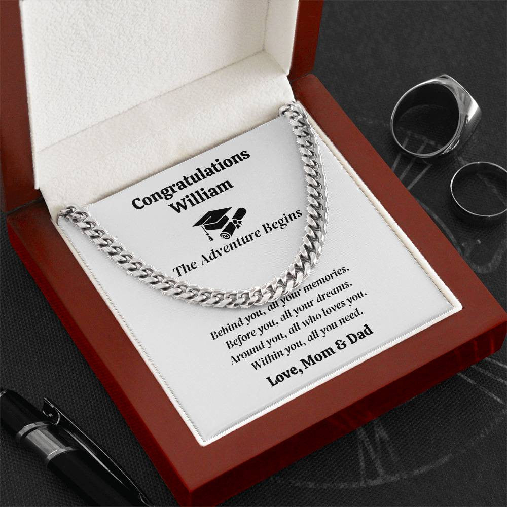 Graduation Cuban Link Chain for Son | Graduation Gift