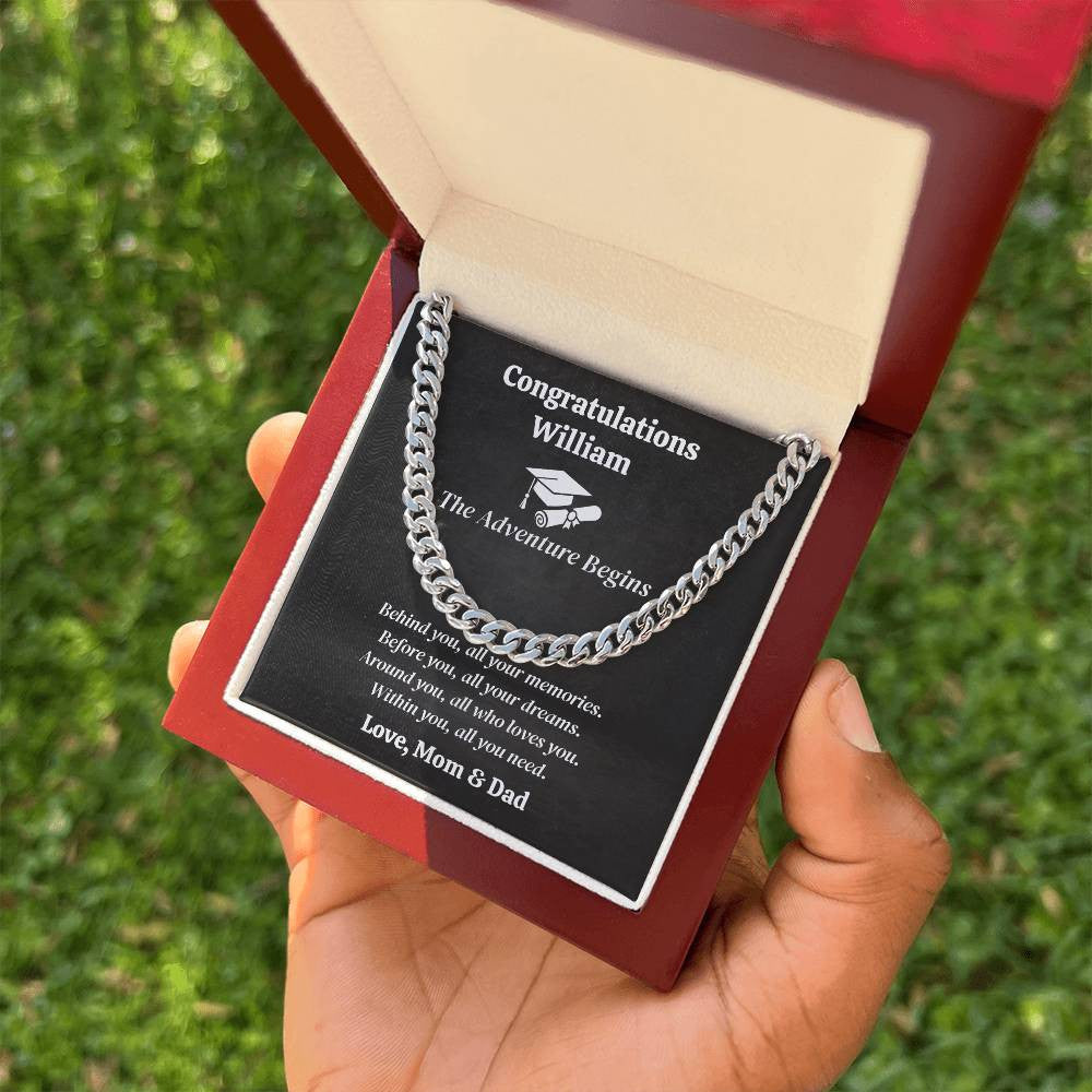 Graduation Cuban Link Chain for Son | Graduation Gift