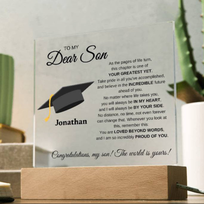 My Dearest Son Graduation Acrylic | Square Plaque