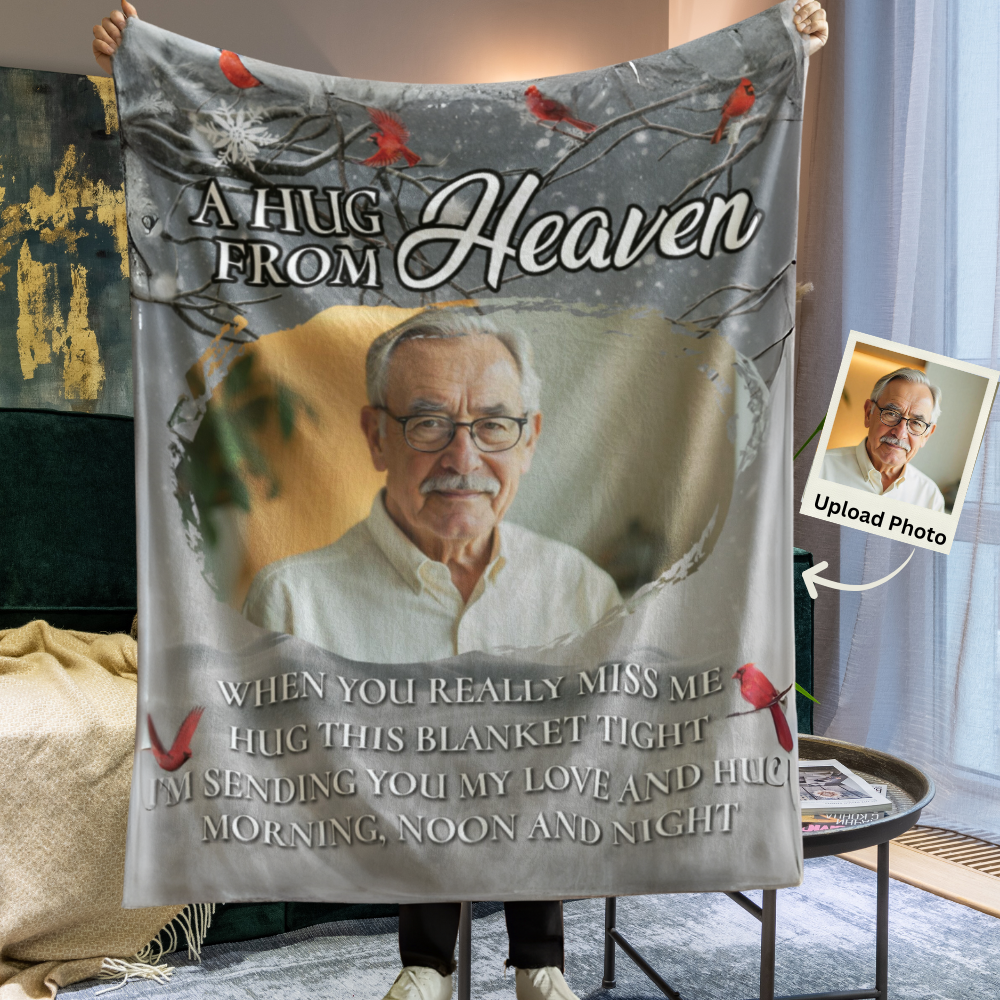 Hug From Heaven | Personalized Memory Photo Blanket | Memorial Blanket