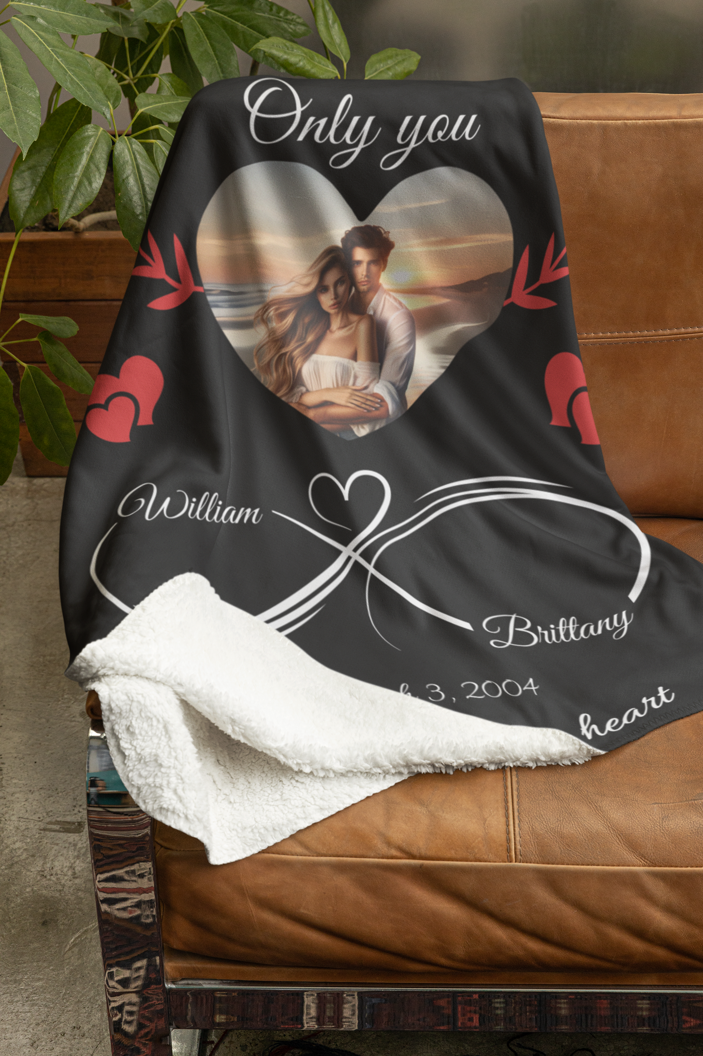 Only You | Always and Forever | Personalized Photo Blanket | Valentine's Day, Wedding, Anniversary Gift