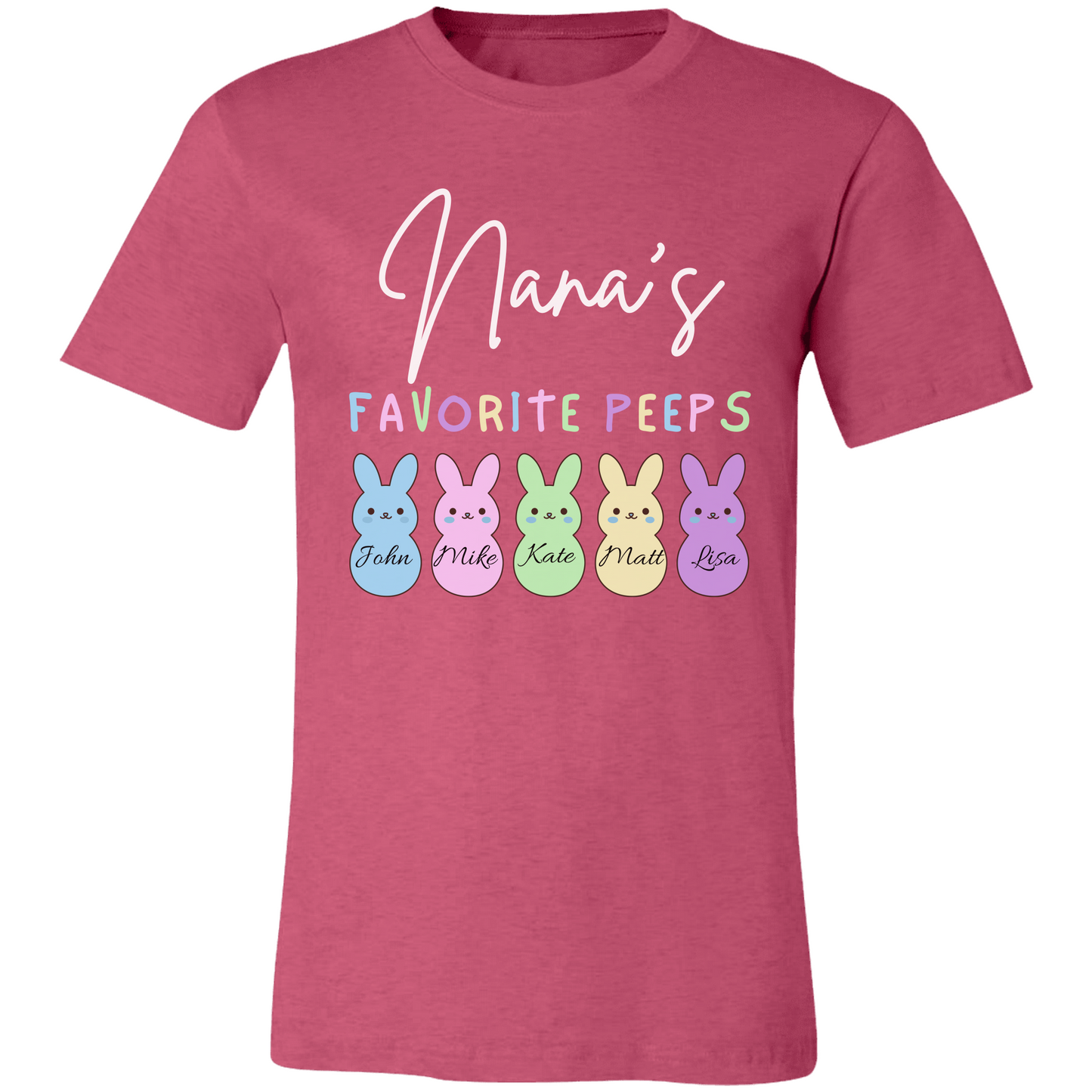 Personalized Nana's Favorite Peeps Shirt – Custom Bunny Easter Shirt with Kids Names – Gift for Nana, Grandma Easter Shirt
