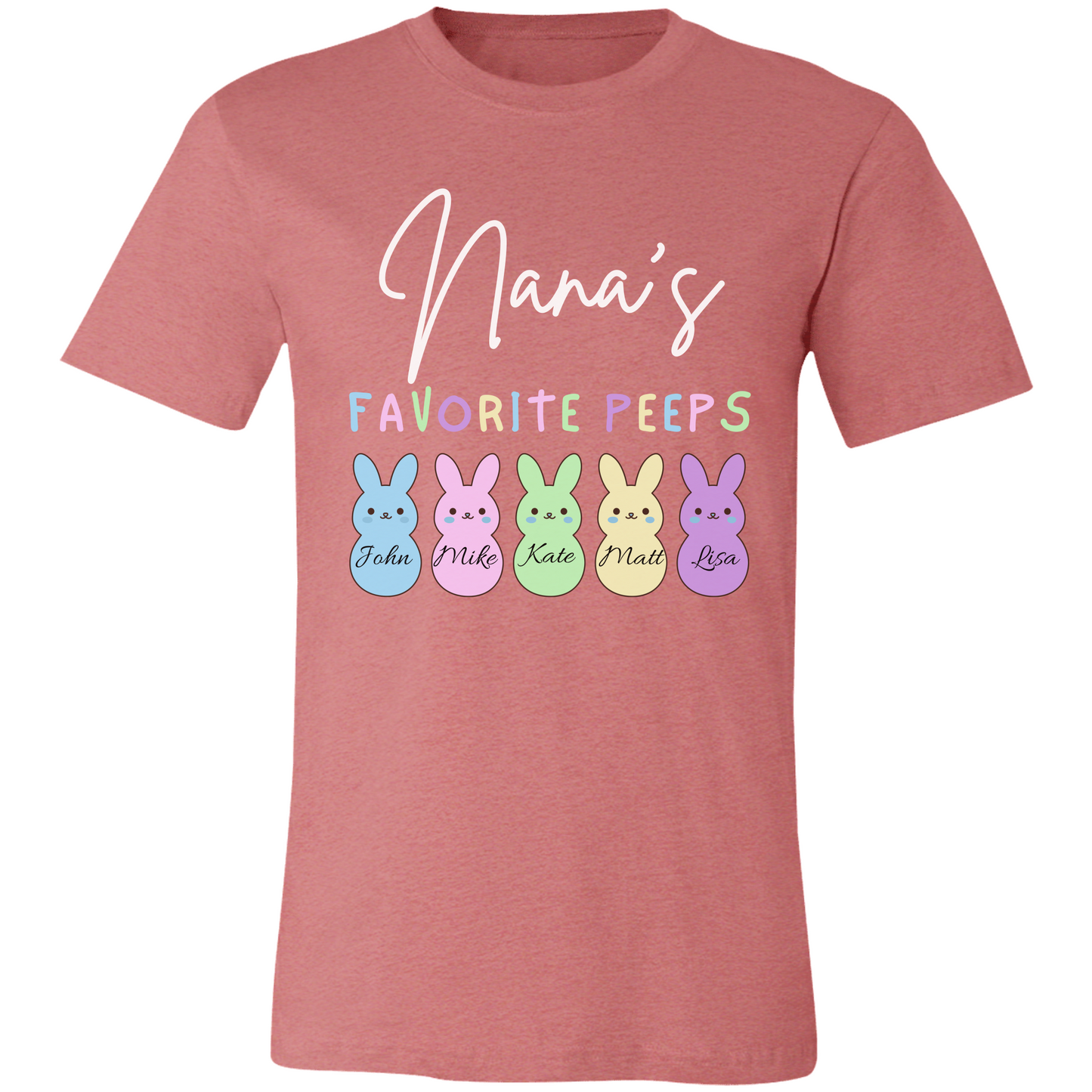 Personalized Nana's Favorite Peeps Shirt – Custom Bunny Easter Shirt with Kids Names – Gift for Nana, Grandma Easter Shirt