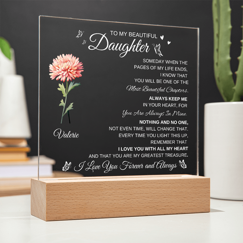 To My Beautiful Daughter | Birth Flower Acrylic | Valentine's Day | Anytime Gift | Just Because