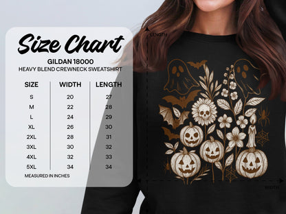 Halloween Pumpkin Ghost Floral Design Sweatshirt product