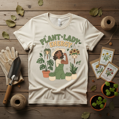 Plant Lady Energy Shirt, Funny Plant Lover Tee, Gardening Shirt, Plant Mom Gift, Botanical Aesthetic T-Shirt