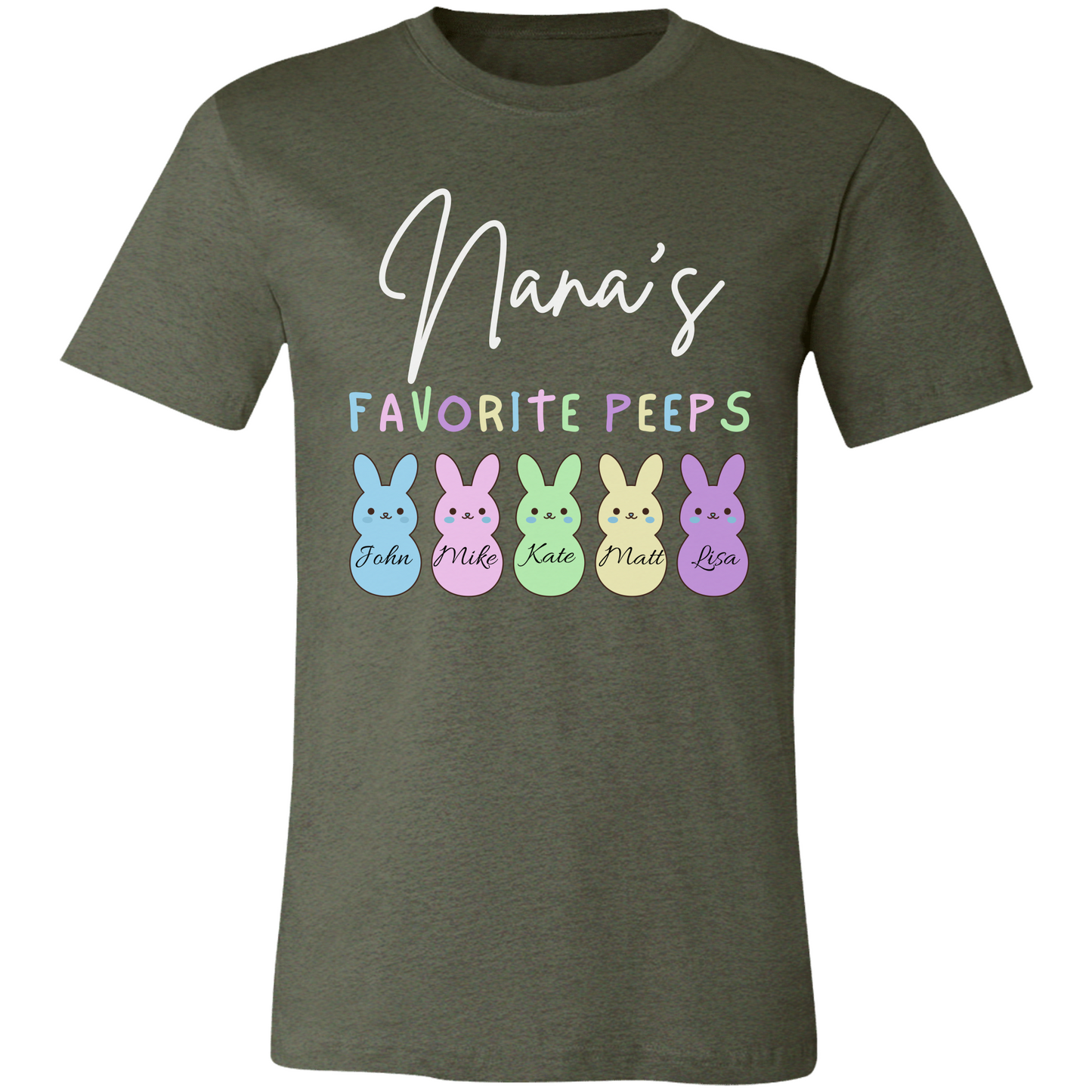 Personalized Nana's Favorite Peeps Shirt – Custom Bunny Easter Shirt with Kids Names – Gift for Nana, Grandma Easter Shirt