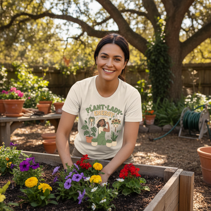 Plant Lady Energy Shirt, Funny Plant Lover Tee, Gardening Shirt, Plant Mom Gift, Botanical Aesthetic T-Shirt