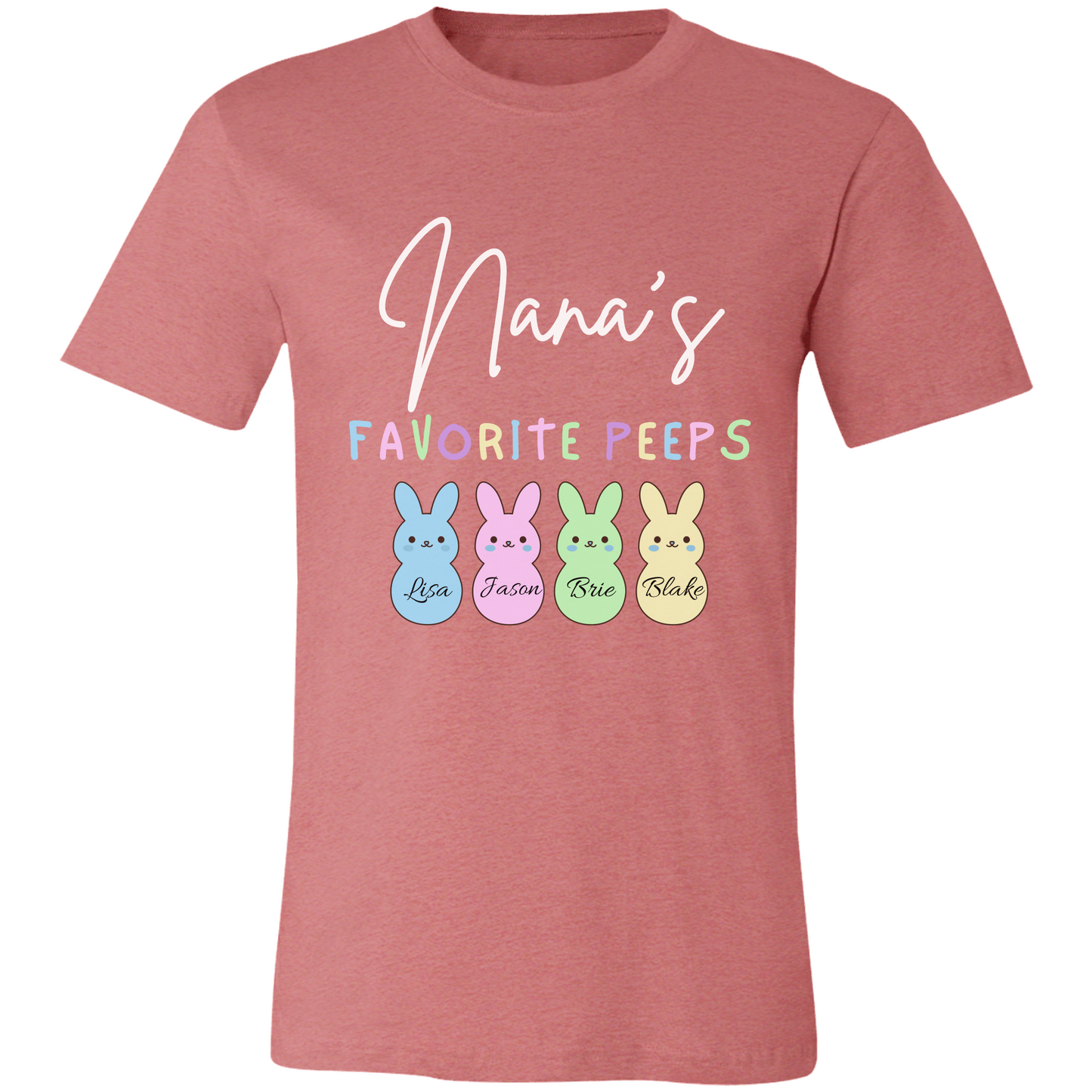 Personalized Nana's Favorite Peeps Shirt – Custom Bunny Easter Shirt with Kids Names – Gift for Nana, Grandma Easter Shirt