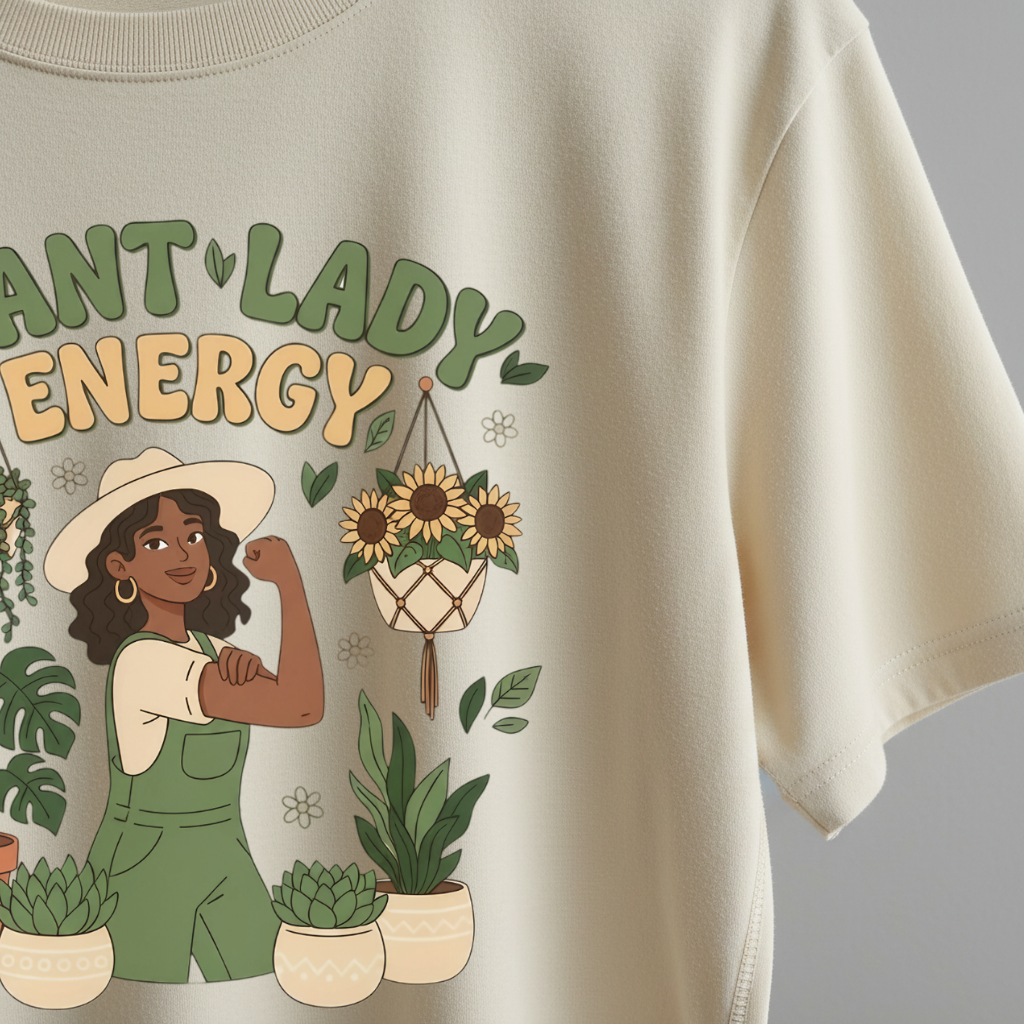 Plant Lady Energy Shirt, Funny Plant Lover Tee, Gardening Shirt, Plant Mom Gift, Botanical Aesthetic T-Shirt