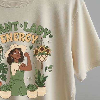 Plant Lady Energy Shirt, Funny Plant Lover Tee, Gardening Shirt, Plant Mom Gift, Botanical Aesthetic T-Shirt