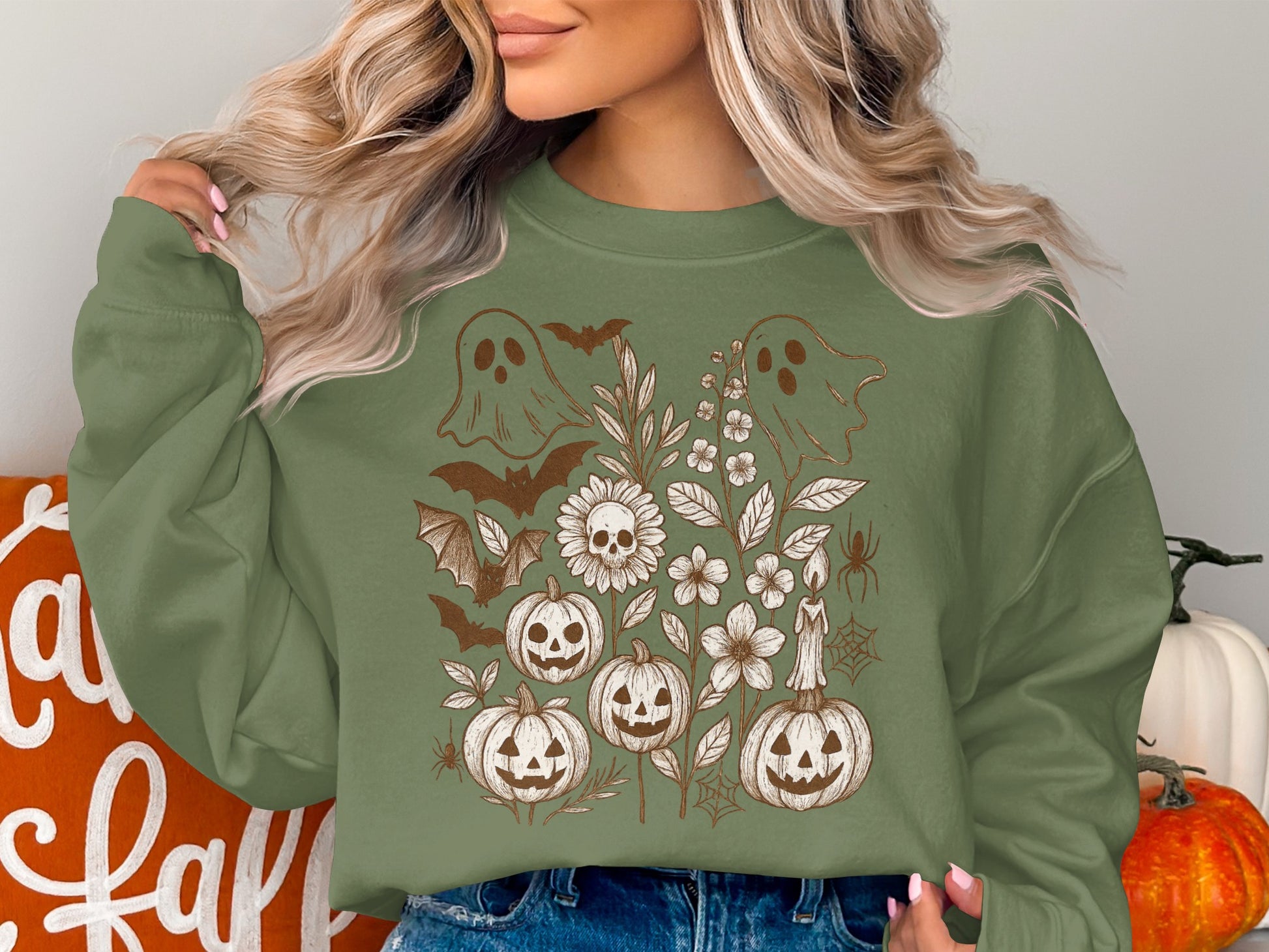 Halloween Ghosts and Pumpkins Graphic Sweatshirt product