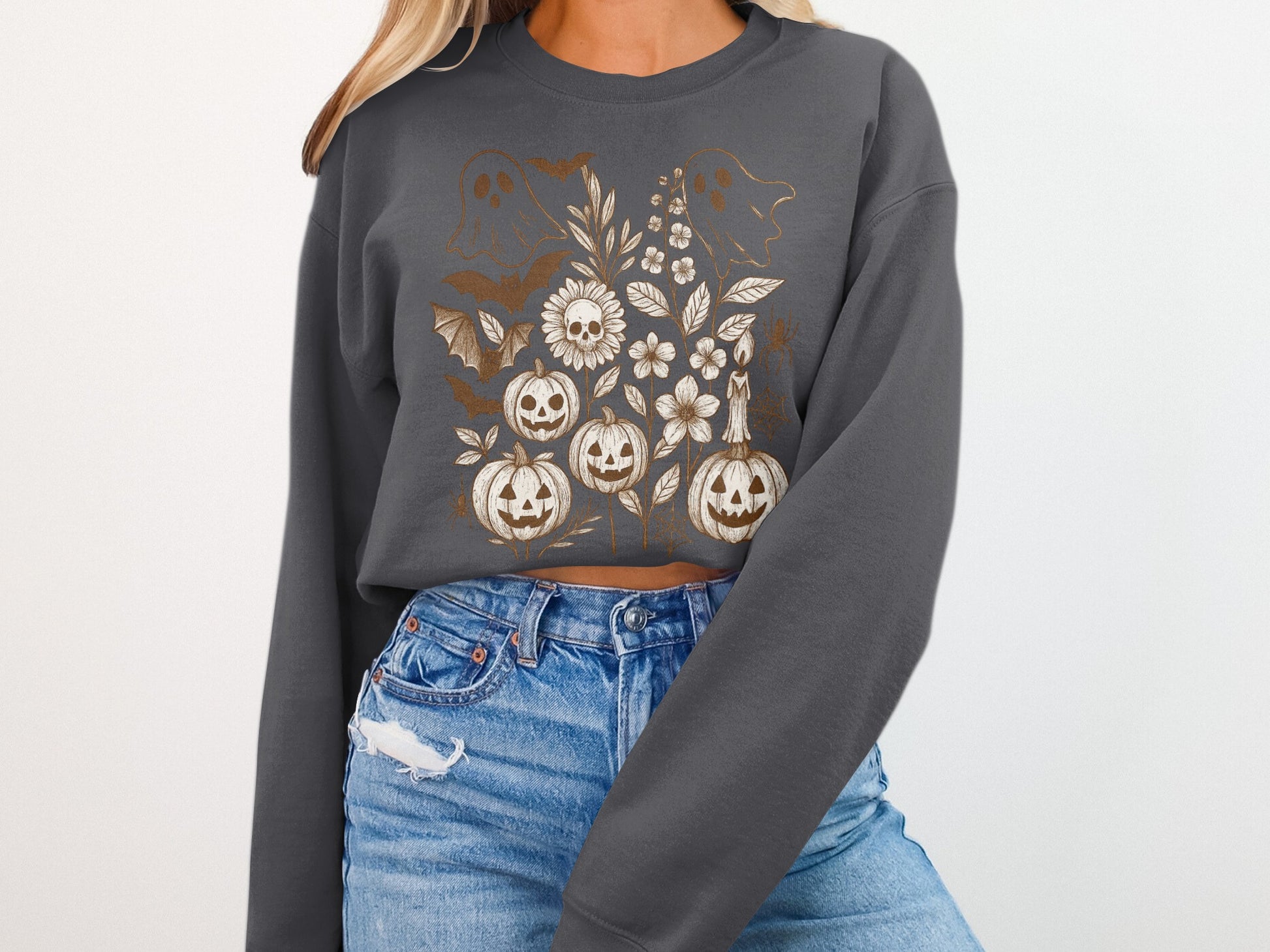 Halloween Pumpkin Ghost Floral Sweater product