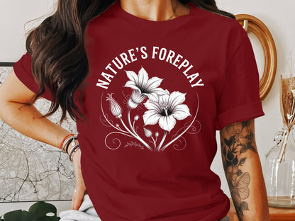 Nature's Foreplay Red Graphic Tee Shirt product type