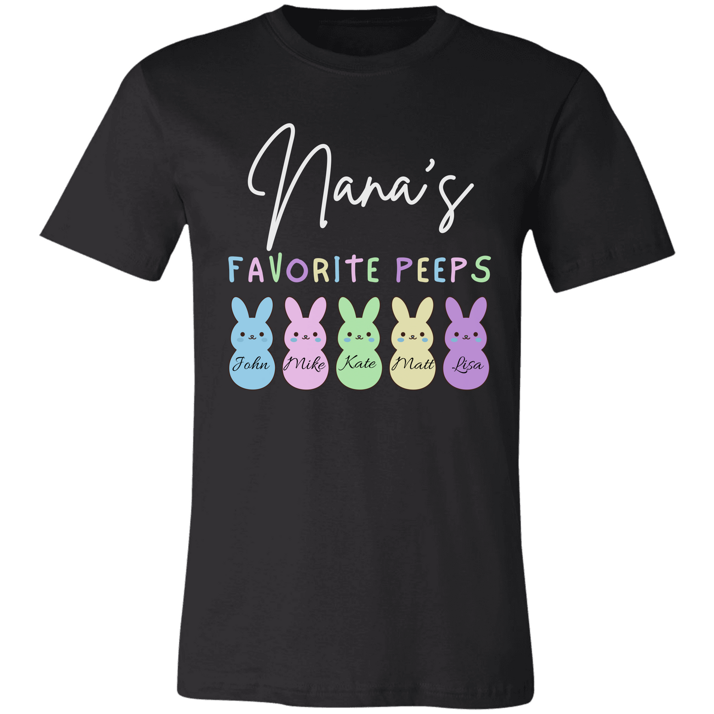 Personalized Nana's Favorite Peeps Shirt – Custom Bunny Easter Shirt with Kids Names – Gift for Nana, Grandma Easter Shirt