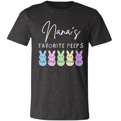 Personalized Nana's Favorite Peeps Shirt – Custom Bunny Easter Shirt with Kids Names – Gift for Nana, Grandma Easter Shirt