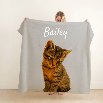 Copy Custom Pet Portrait Sherpa/Fleece Blanket – Personalized Pet Blanket from Photo, Cat/Dog or Pet Memorial Gift, Custom Pet Art Throw, 30x40 50x60 60x80