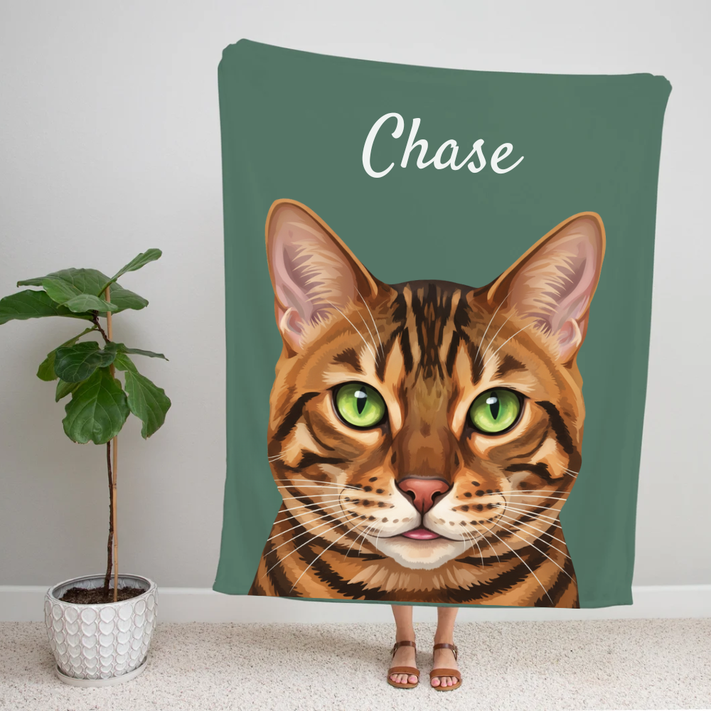 Copy Custom Pet Portrait Sherpa/Fleece Blanket – Personalized Pet Blanket from Photo, Cat/Dog or Pet Memorial Gift, Custom Pet Art Throw, 30x40 50x60 60x80