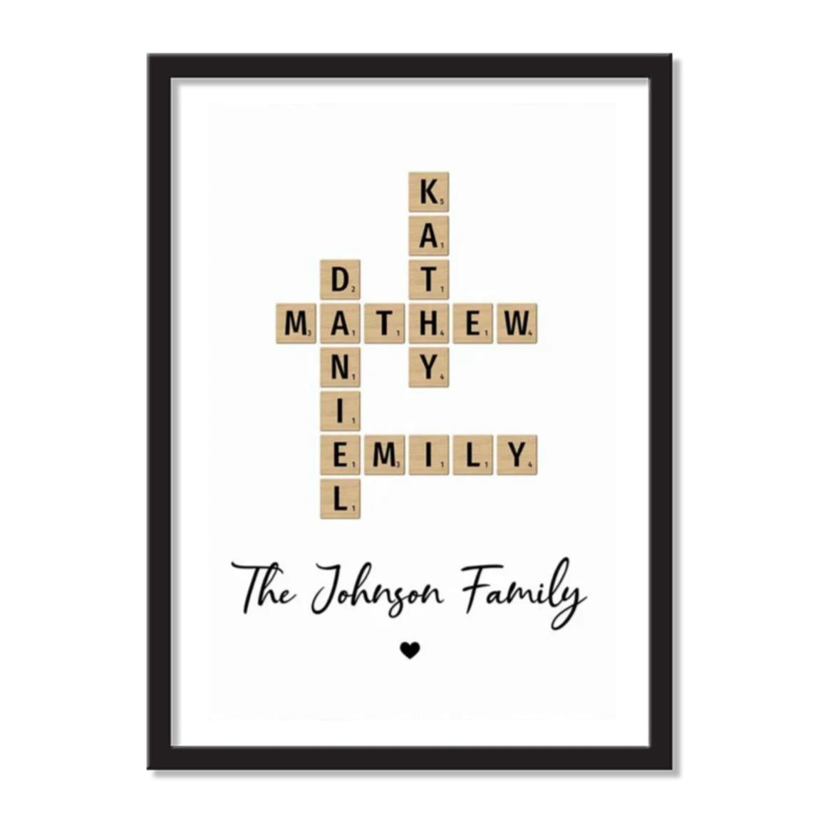 Crossword Family Name Artwork | Personalized Family Puzzle