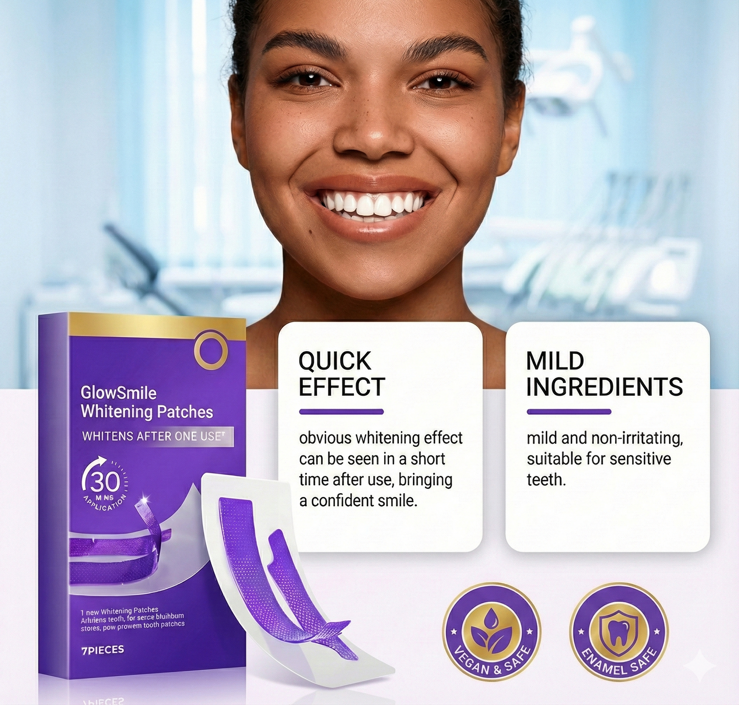 GlowSmile™ Purple Color-Correcting Whitening Strips | Instant Brightness & Enamel-Safe