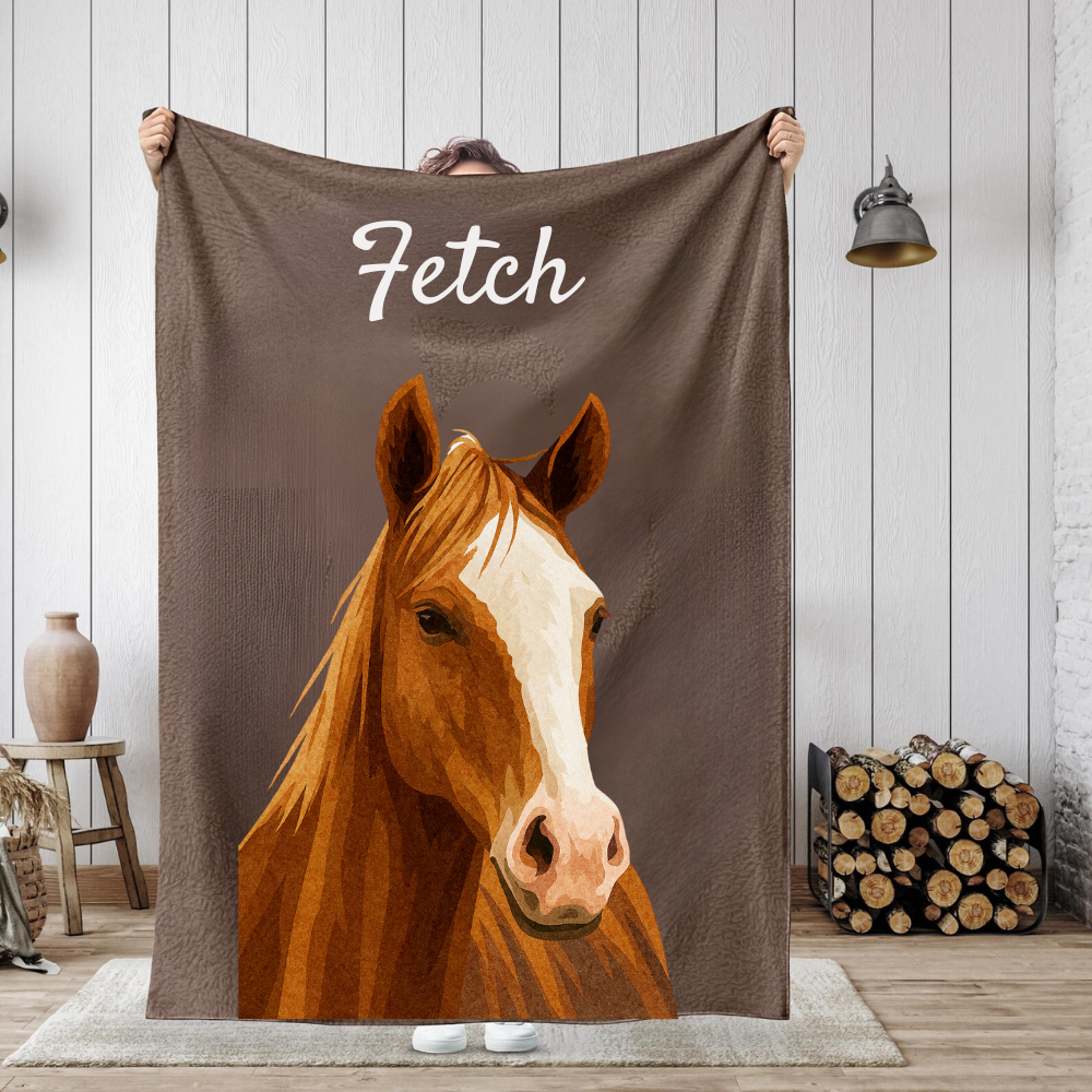 Copy Custom Pet Portrait Sherpa/Fleece Blanket – Personalized Pet Blanket from Photo, Cat/Dog or Pet Memorial Gift, Custom Pet Art Throw, 30x40 50x60 60x80