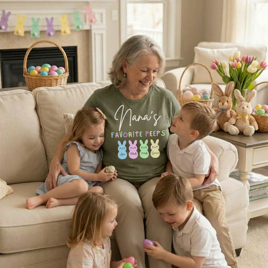 Personalized Nana's Favorite Peeps Shirt – Custom Bunny Easter Shirt with Kids Names – Gift for Nana, Grandma Easter Shirt