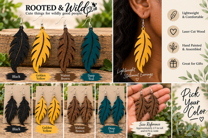 Wild Leaf Wooden Earrings