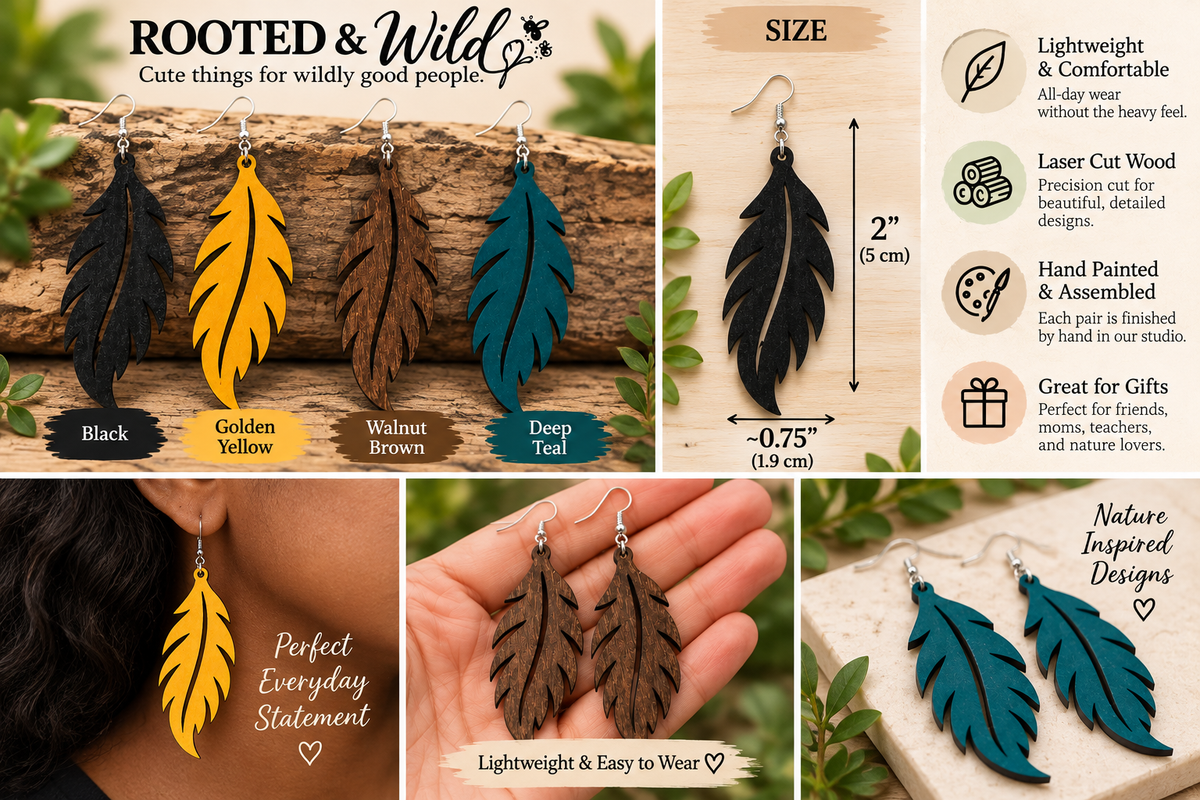 Wild Leaf Wooden Earrings