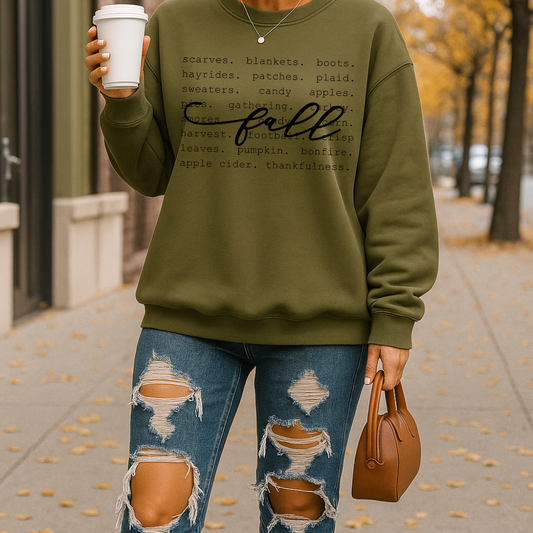 Cozy Fall Crewneck Sweatshirt | Autumn Quote Shirt | Pumpkin Patch Outfit | Thanksgiving Football Bonfire Sweater