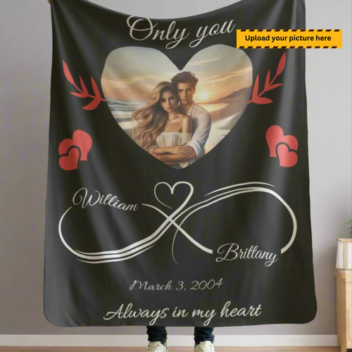 Only You | Always and Forever | Personalized Photo Blanket | Valentine's Day, Wedding, Anniversary Gift