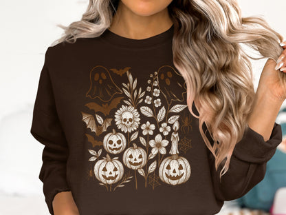 Halloween Ghost Pumpkins Floral Design Sweatshirt product