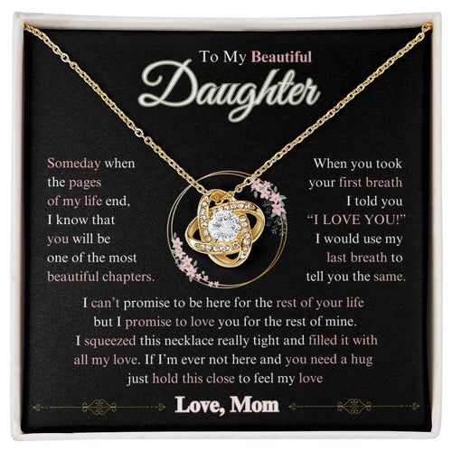 To My Beautiful Daughter | Pink & Black | Love Knot | Necklace